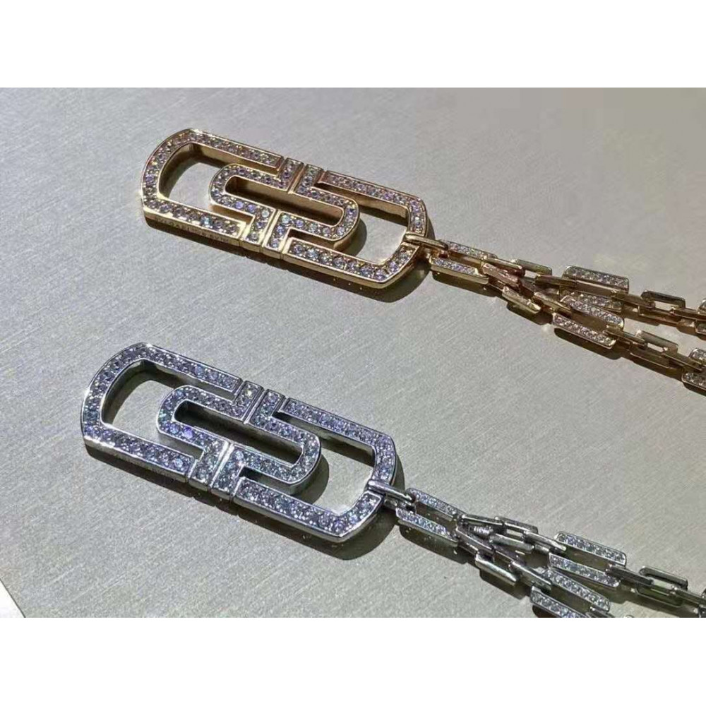 Bvlgari Necklace, Paper Clip, Full Diamonds,