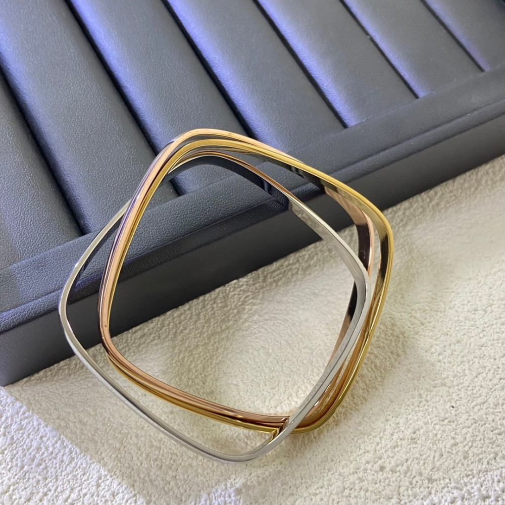 Cartier Bangle,Three Color Three Circle Square Bracelet,Size 17
