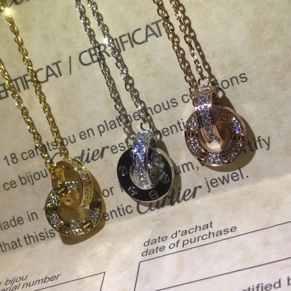 Cartier Necklace, Double Love, Full Diamonds