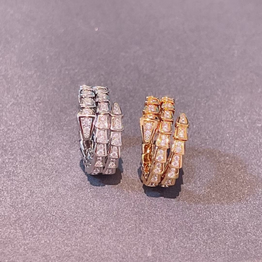 Bvlgari Snake Ring, 3 Loops , Full Diamonds, Top Quality