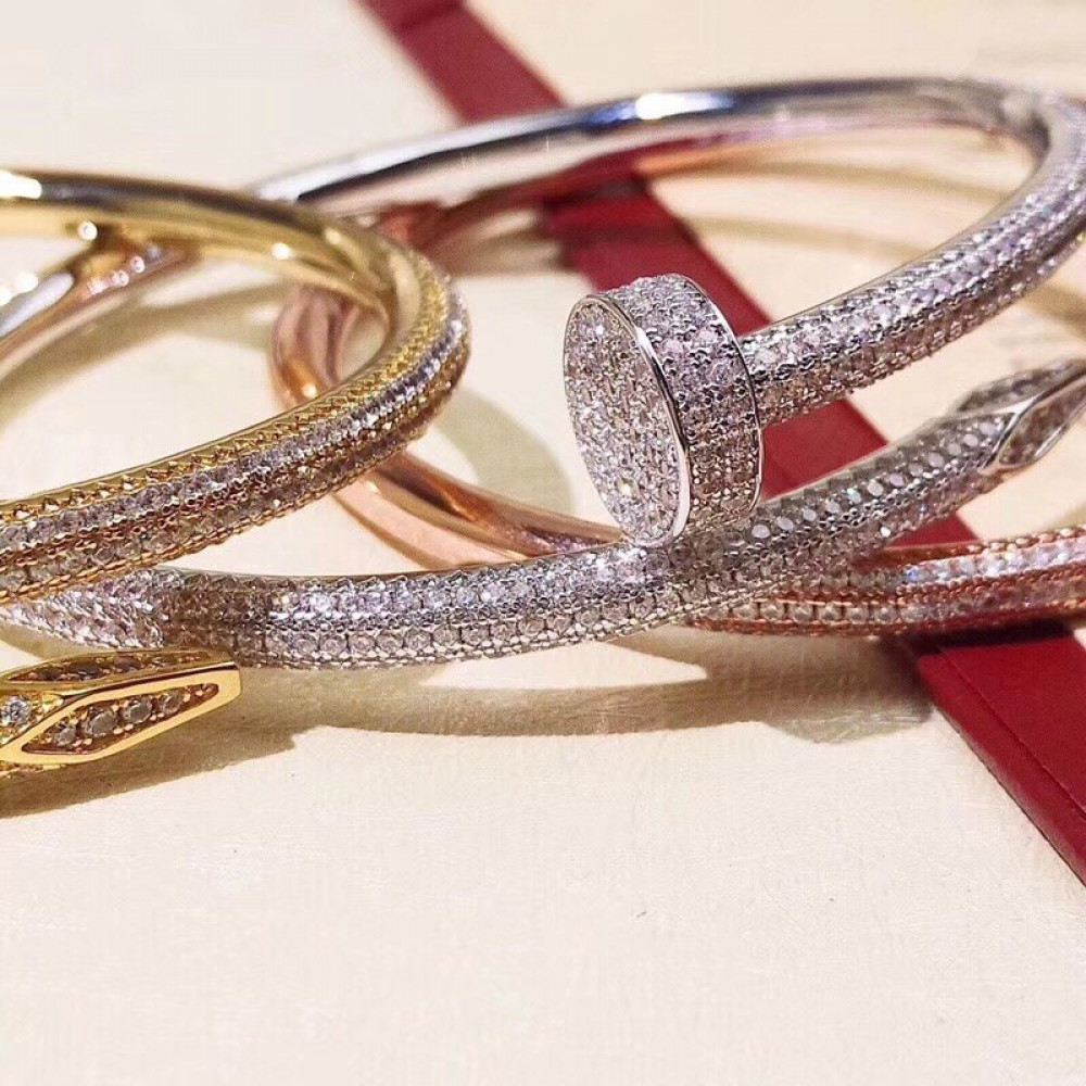 Cartier Nail Bangle Full Diamonds, Gold, Silver, Rose Gold