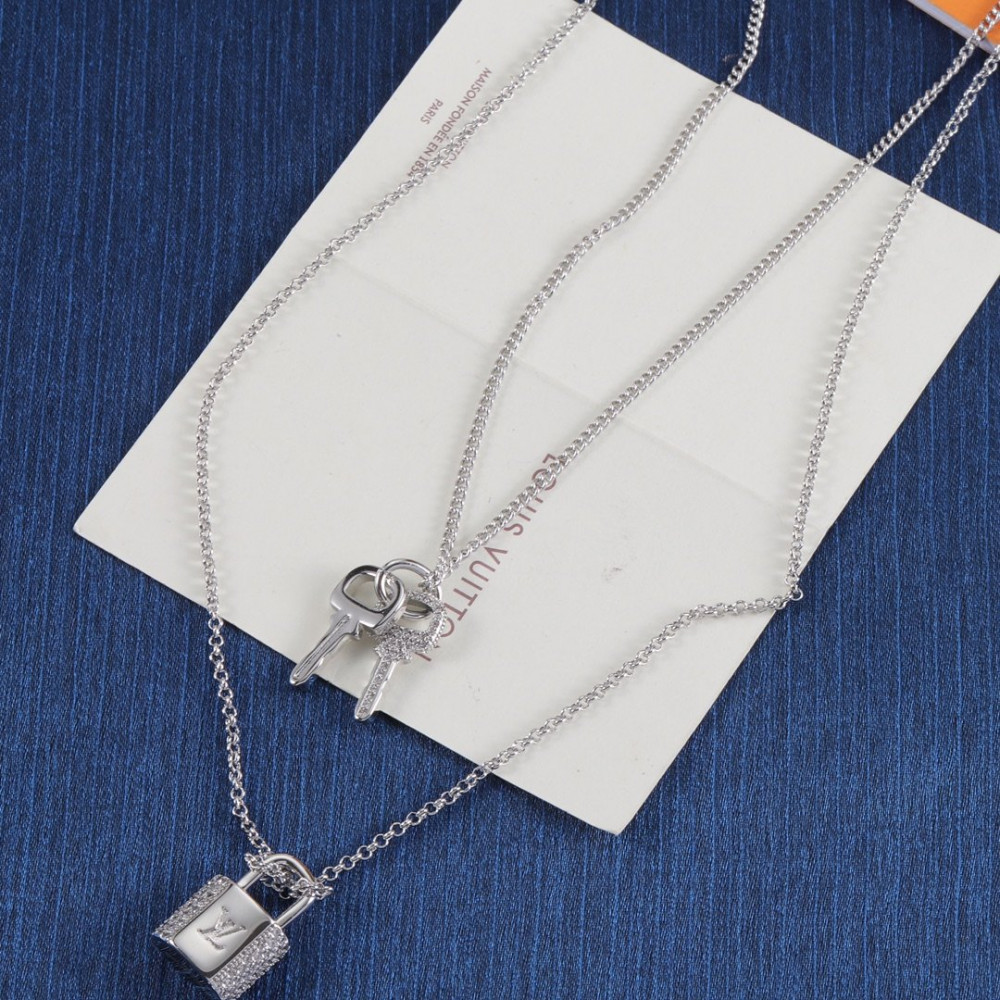 Lv Necklace, Lock And Key, Gold, Rose Gold, Silver Lv Necklace, Lock And Key, Gold, Rose Gold, Silver