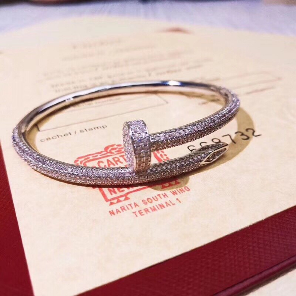 Cartier Nail Bangle Full Diamonds, Gold, Silver, Rose Gold
