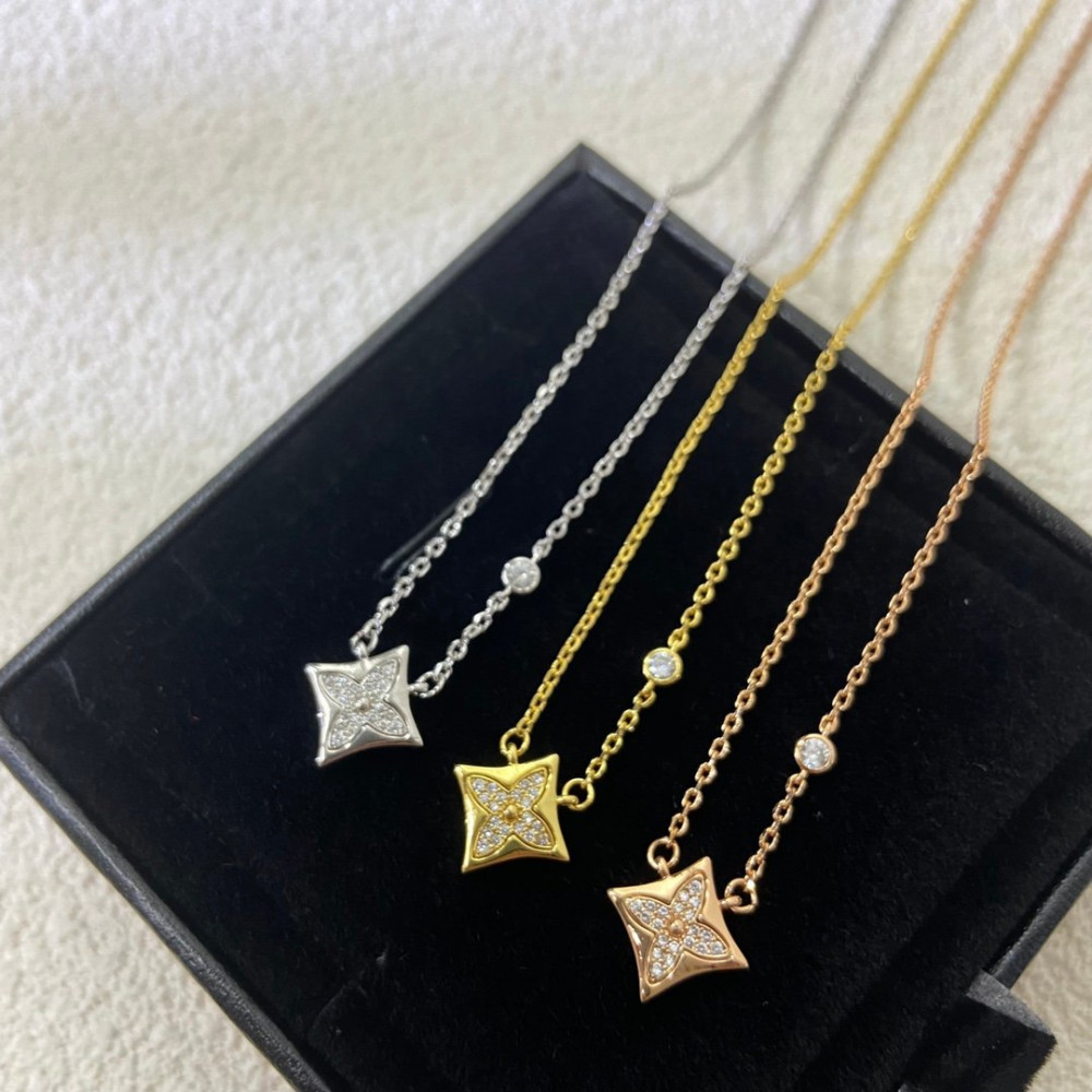 Lv One Flower Necklace, With Diamonds, Gold, Rose Gold, Silver