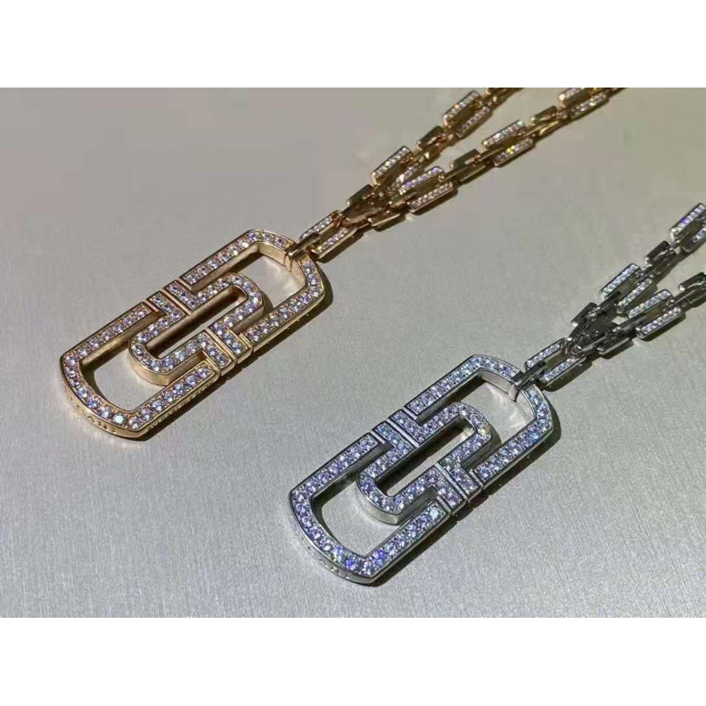 Bvlgari Necklace, Paper Clip, Full Diamonds,