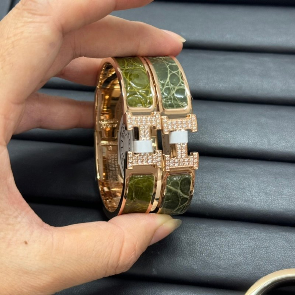 Hermes Bangle, H, Crocodile Hermes Bangle, H, Crocodile