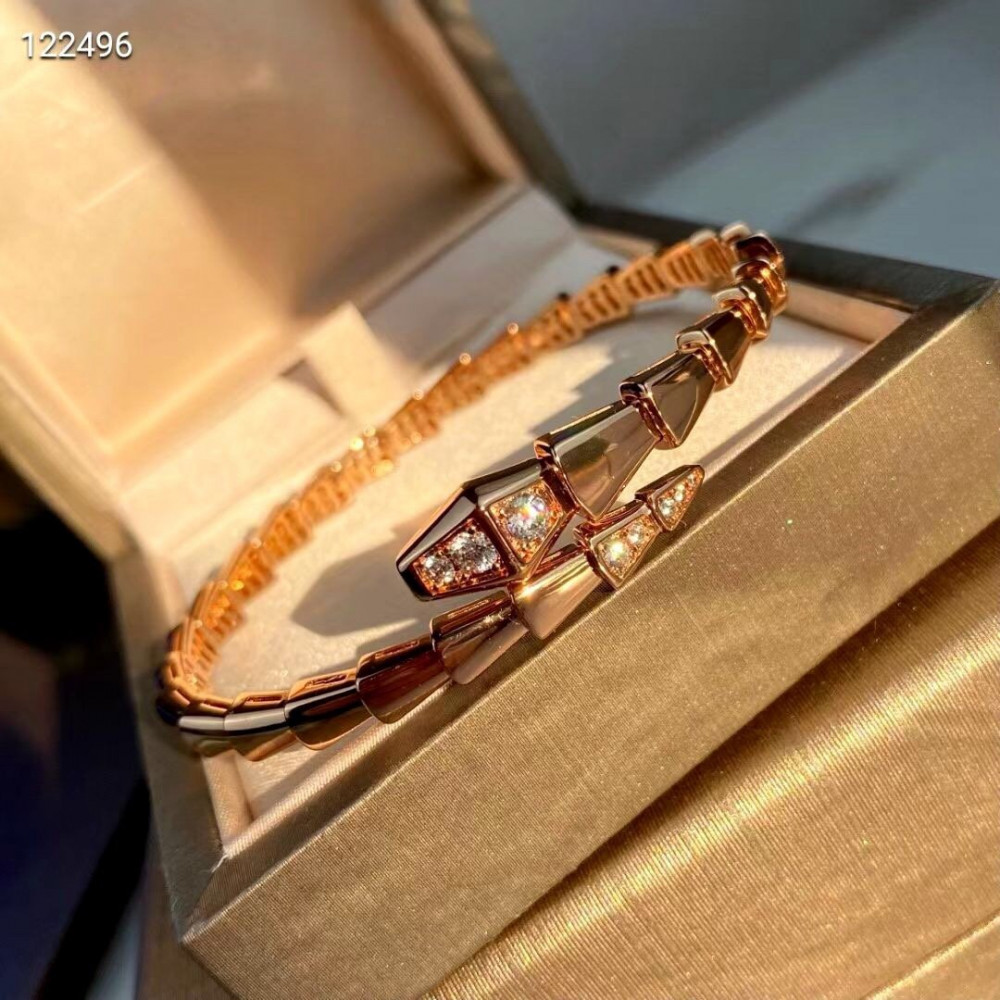 Bvlgari Snake Bangle With Head And Tail Diamonds