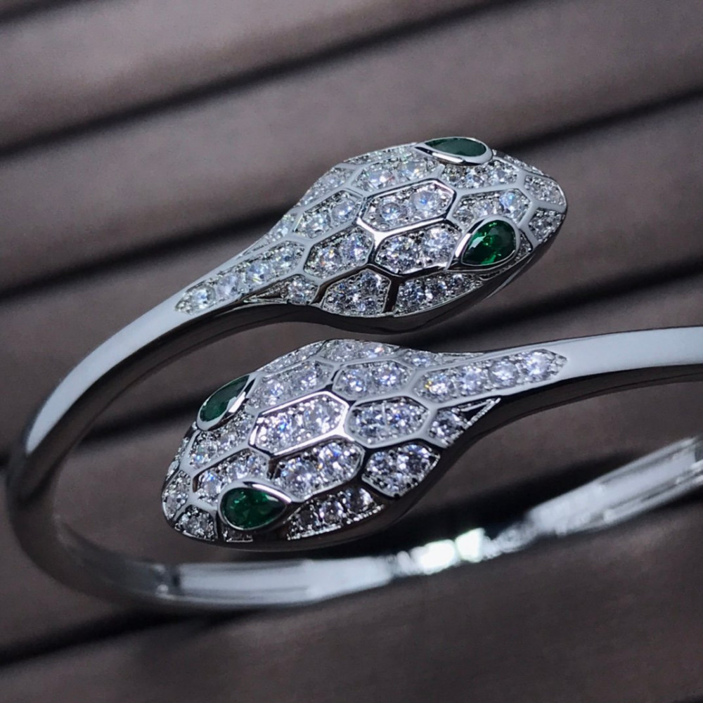 Bvlgari Bangle, Two Snake Head With Diamonds