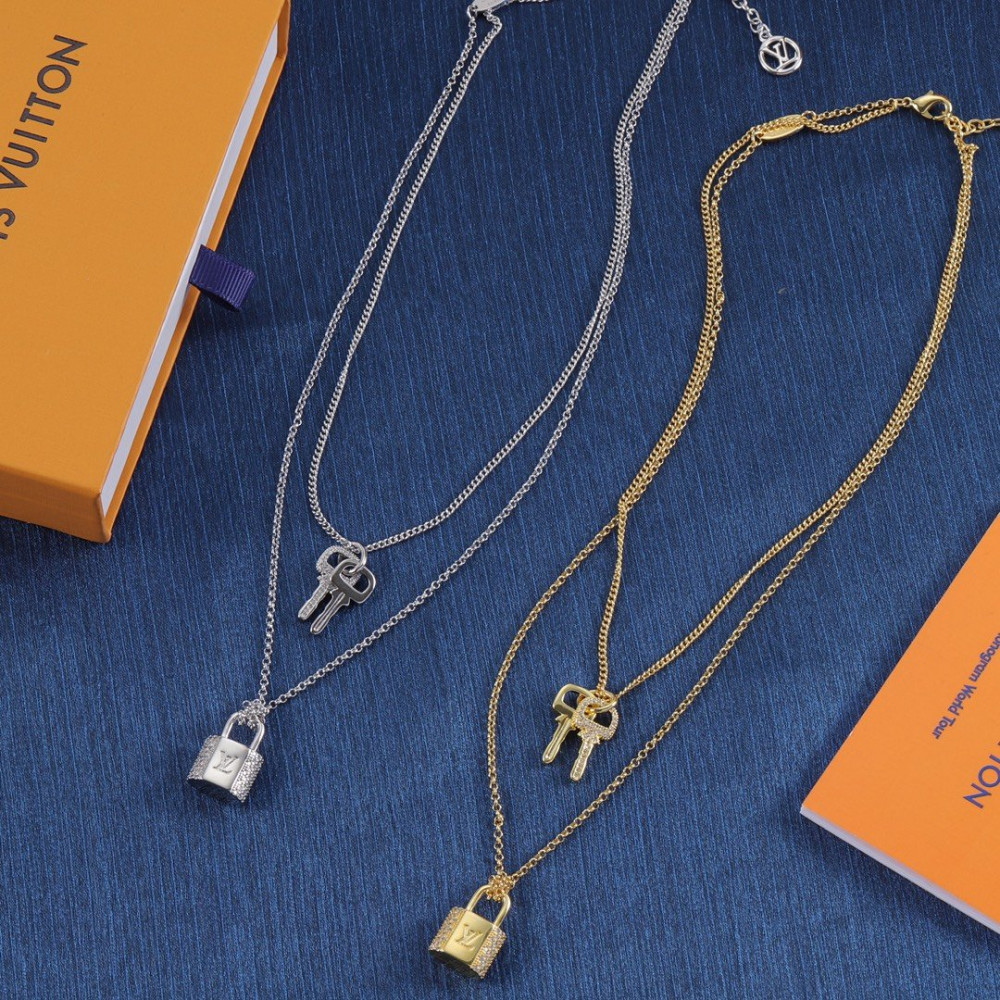 Lv Necklace, Lock And Key, Gold, Rose Gold, Silver Lv Necklace, Lock And Key, Gold, Rose Gold, Silver