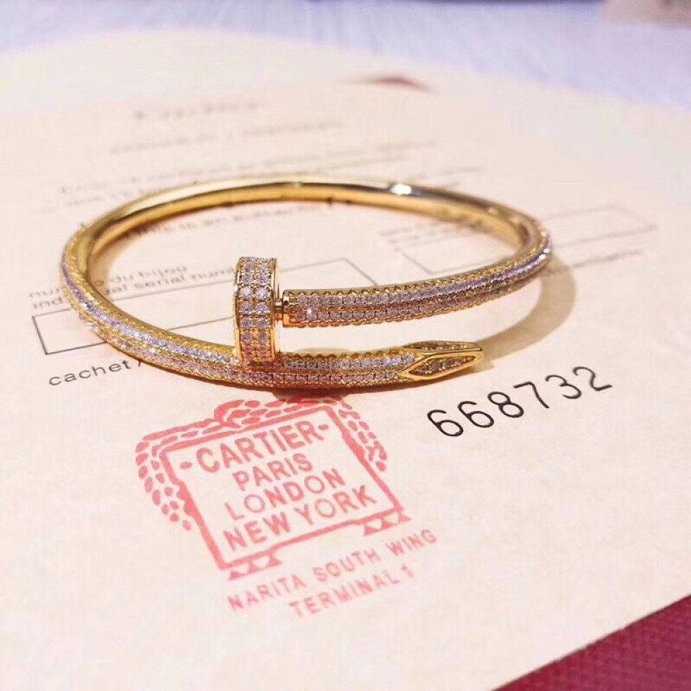 Cartier Nail Bangle Full Diamonds, Gold, Silver, Rose Gold
