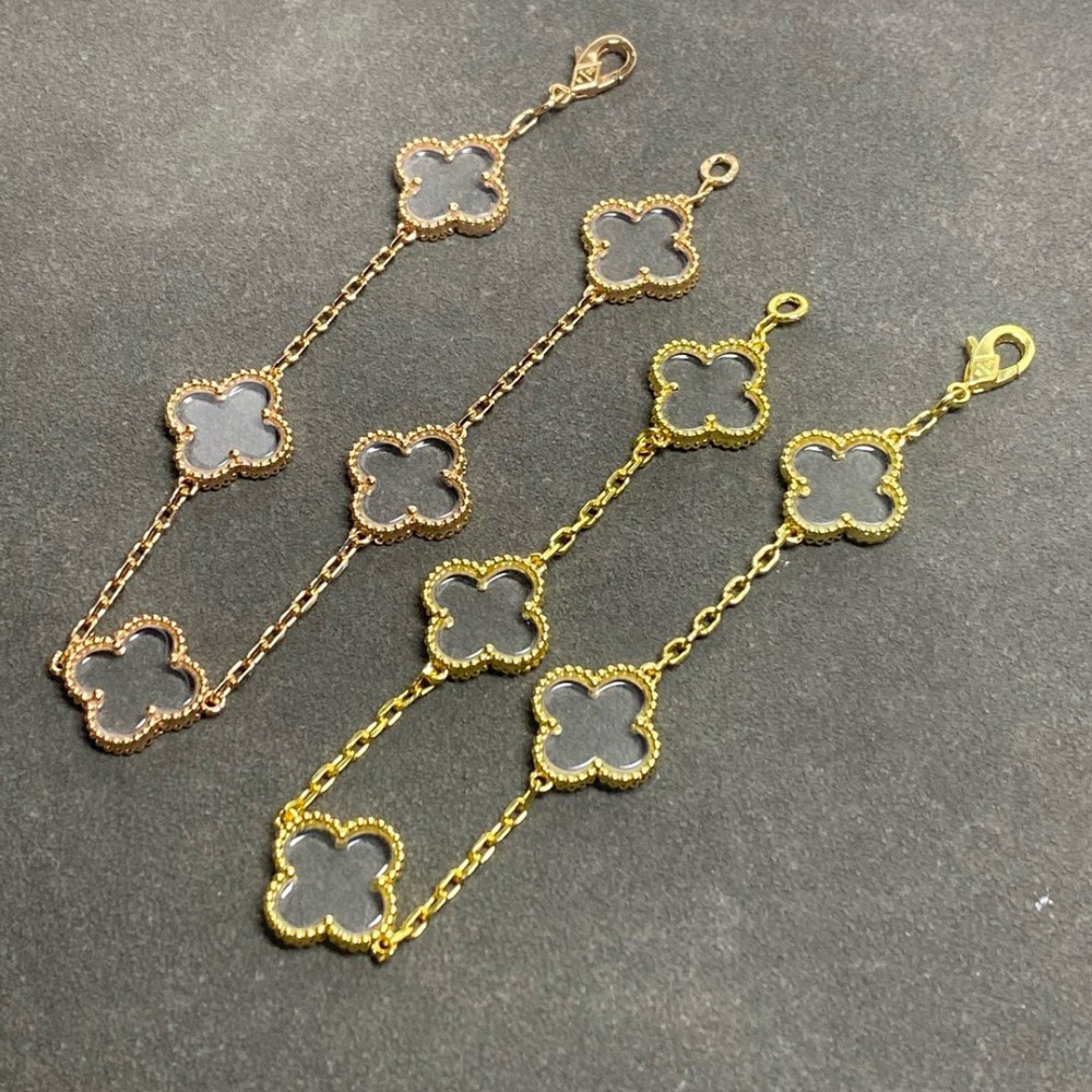 Clover With 5 Flowers-Transparent White Crystal