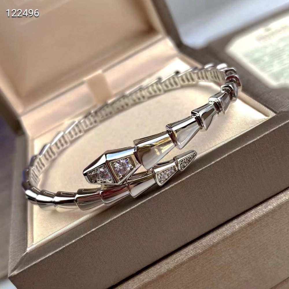 Bvlgari Snake Bangle With Head And Tail Diamonds