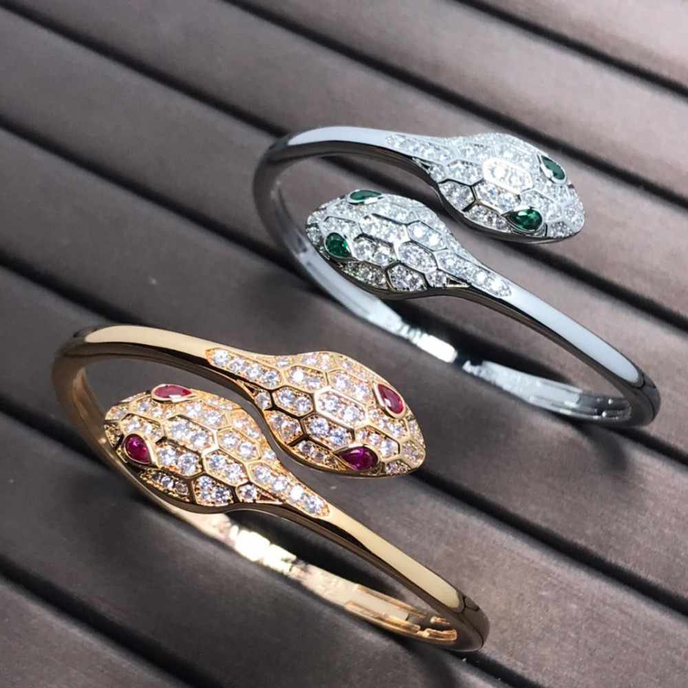 Bvlgari Bangle, Two Snake Head With Diamonds