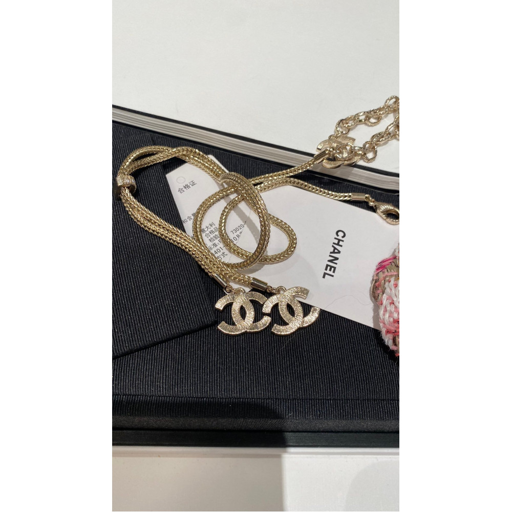 Chanel Necklace, Double Logo, With Diamonds, Top Quality