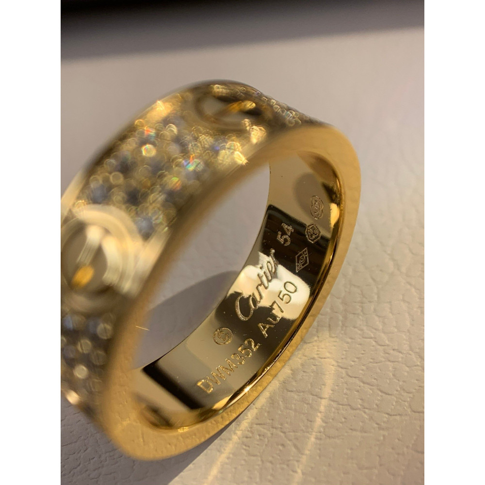Cartier Love Ring, Wide , Full Diamonds, Size 7