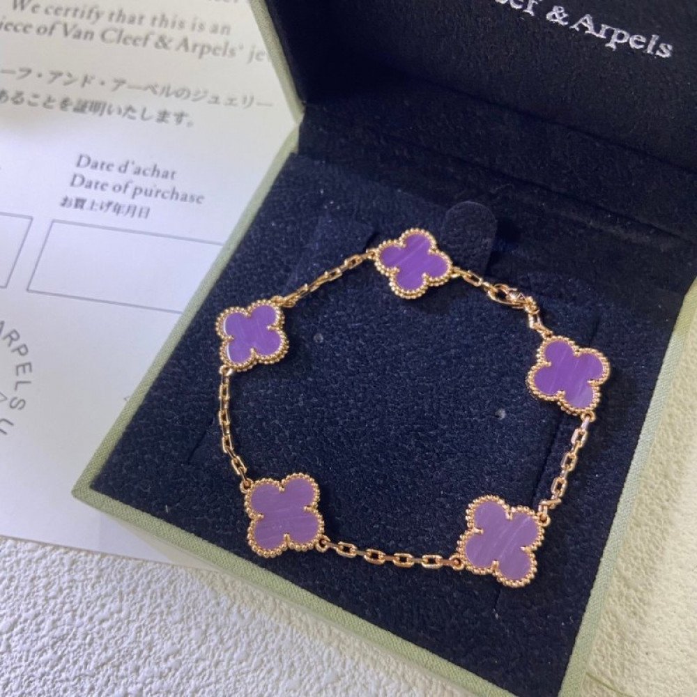 Clover With 5 Flowers-Deep Purple Chalcedony Clover With 5 Flowers-Deep Purple Chalcedony