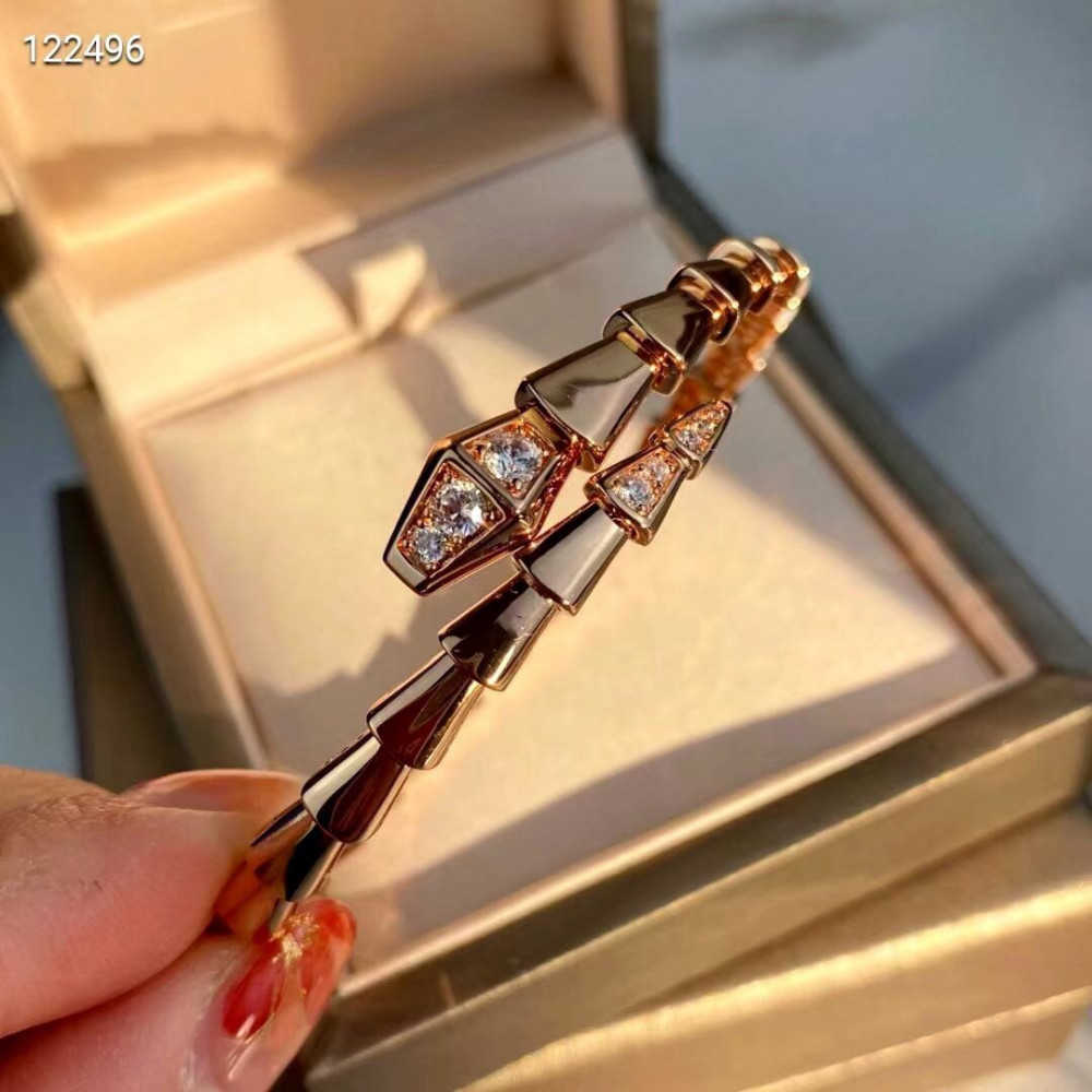 Bvlgari Snake Bangle With Head And Tail Diamonds
