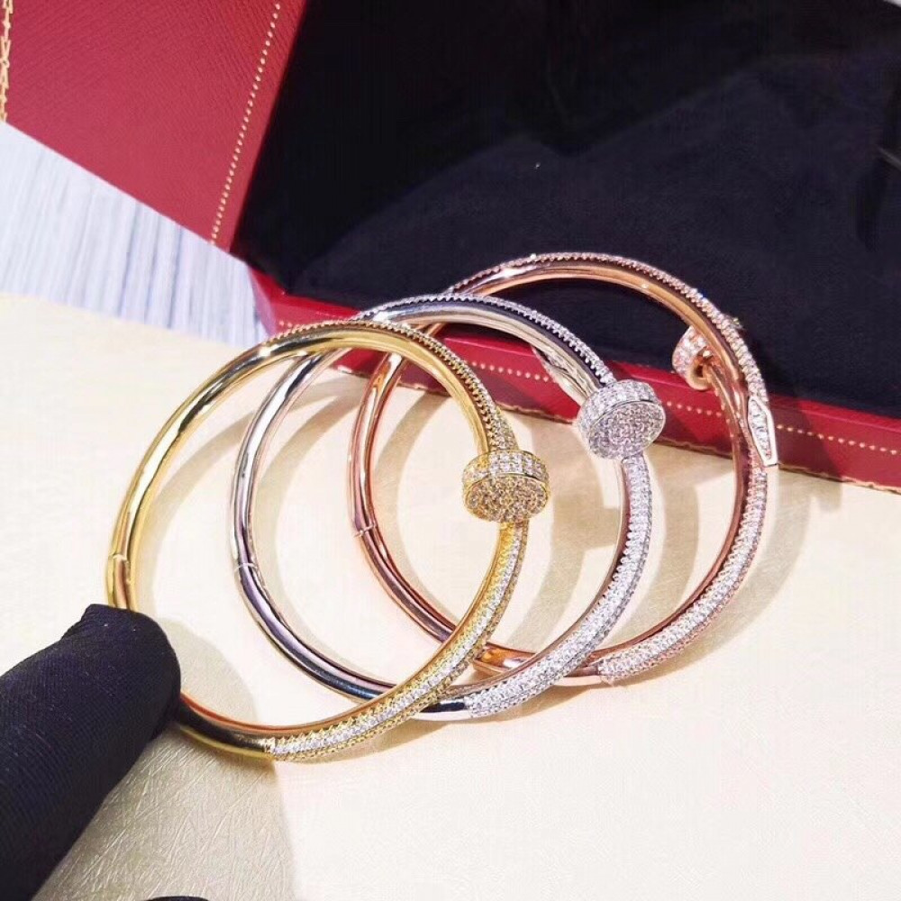 Cartier Nail Bangle Full Diamonds, Gold, Silver, Rose Gold