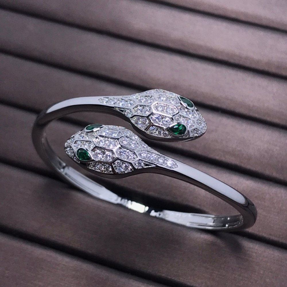 Bvlgari Bangle, Two Snake Head With Diamonds