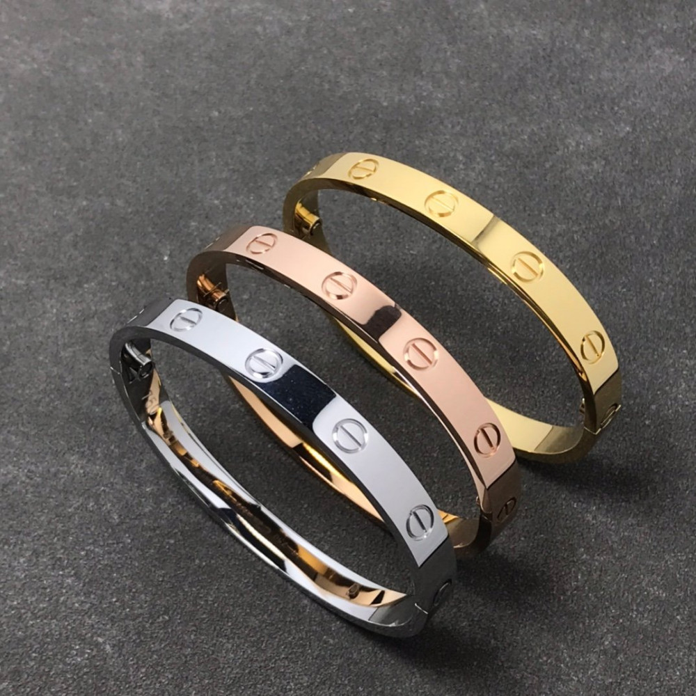 Love Bangle, Medium Size , Without Diamonds, Gold, Rose Gold, Silver