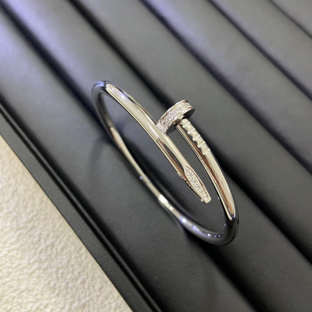 Cartier Nail Bangle With Diamond, Gold, Silver, Rose Gold