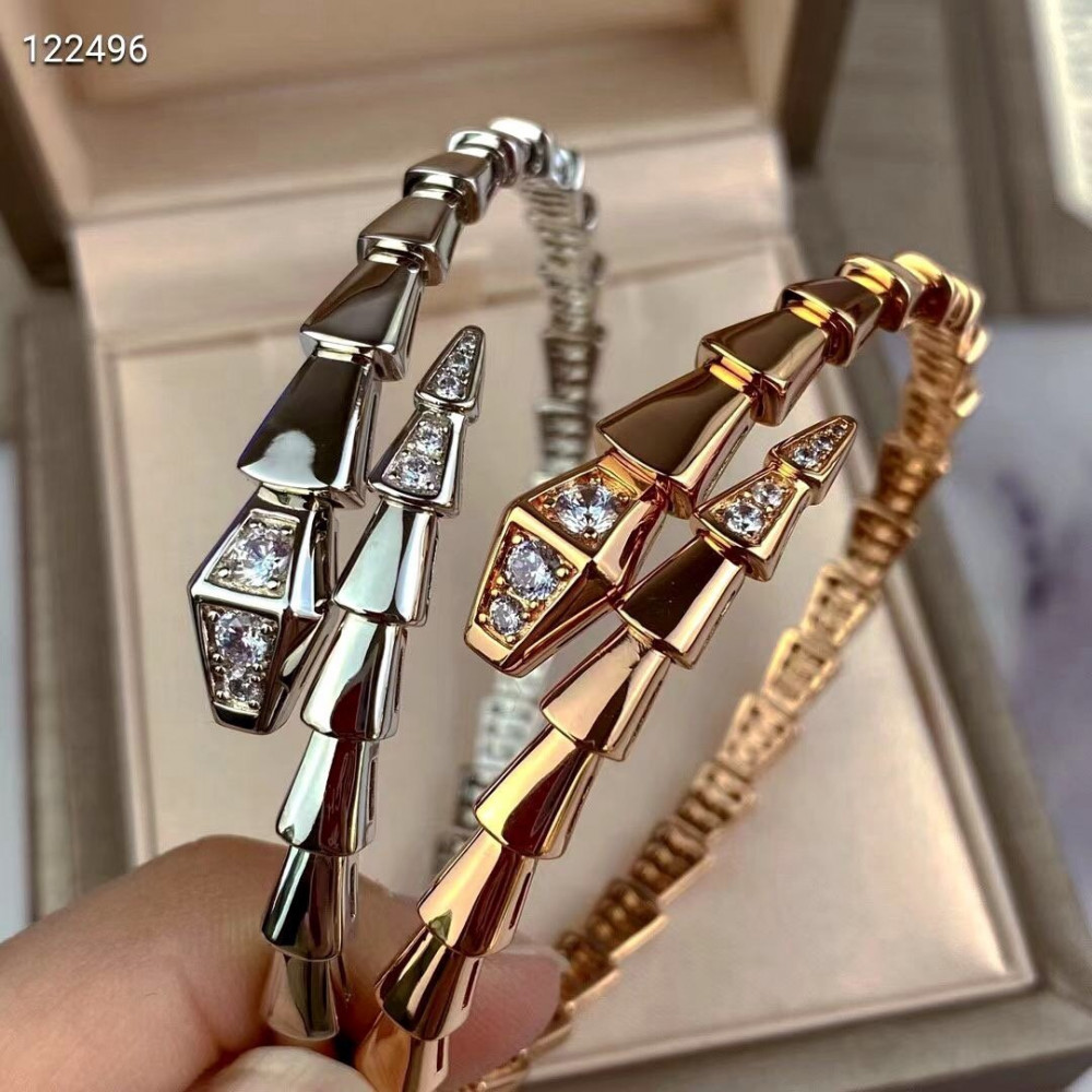 Bvlgari Snake Bangle With Head And Tail Diamonds
