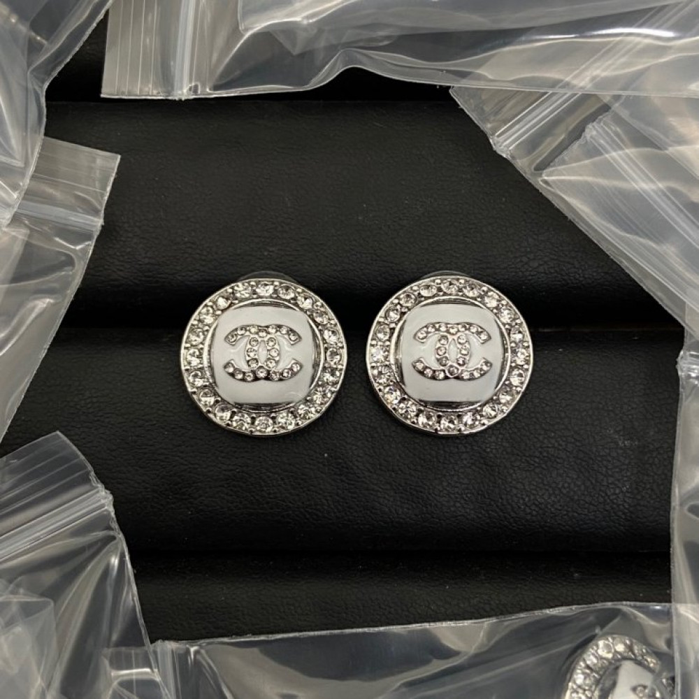 Chanel Earring, Round With Diamonds, Top Quality
