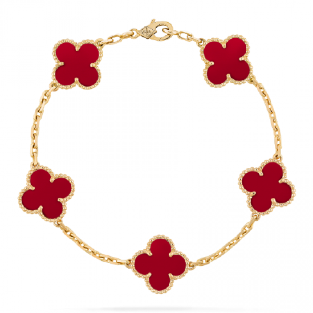 Clover With 5 Flowers-Red Chalcedony