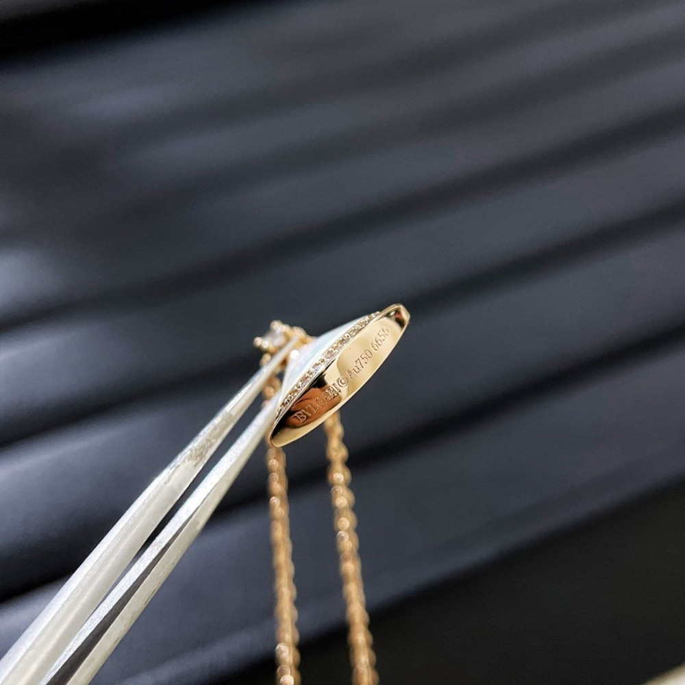 Bvlgatri Necklace, White Mother Of Pearl With Diamonds, Rose Gold