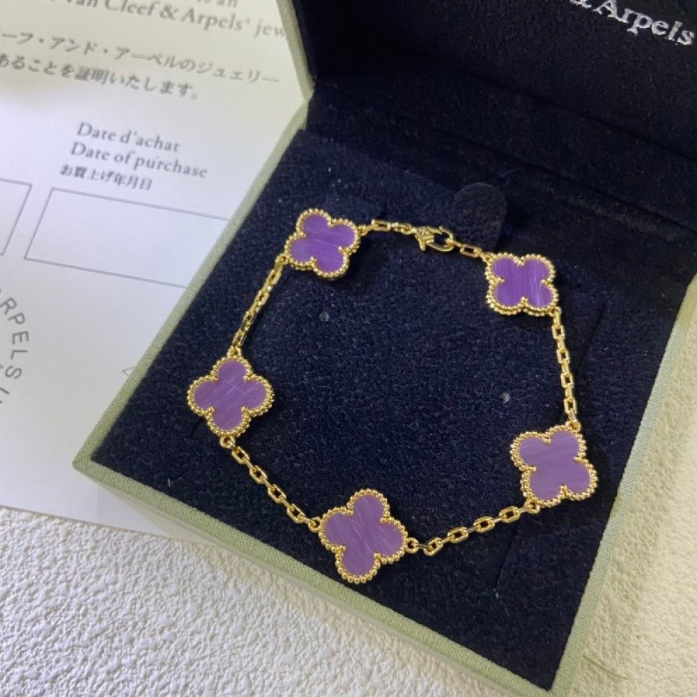 Clover With 5 Flowers-Deep Purple Chalcedony Clover With 5 Flowers-Deep Purple Chalcedony