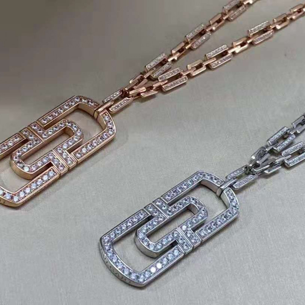 Bvlgari Necklace, Paper Clip, Full Diamonds,