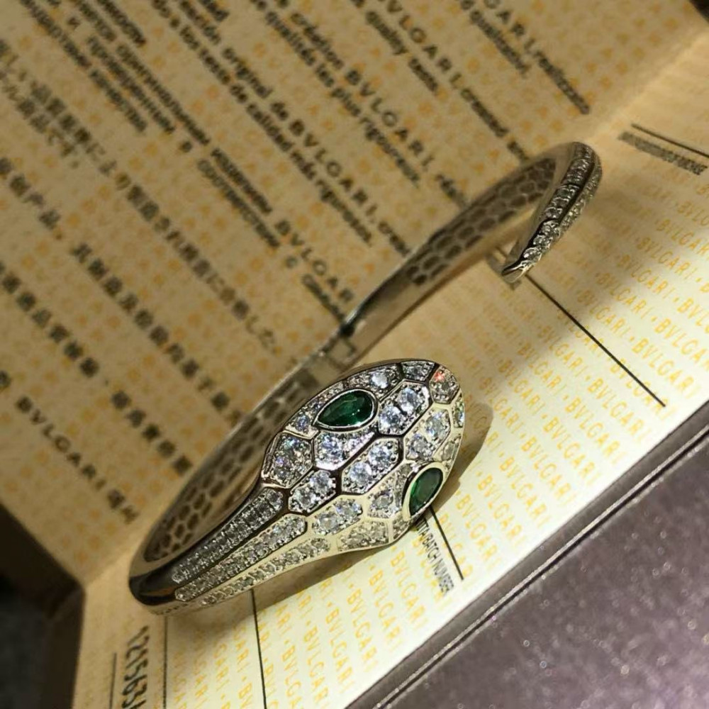 Bvlgari Snake Bangle, Green Eye,