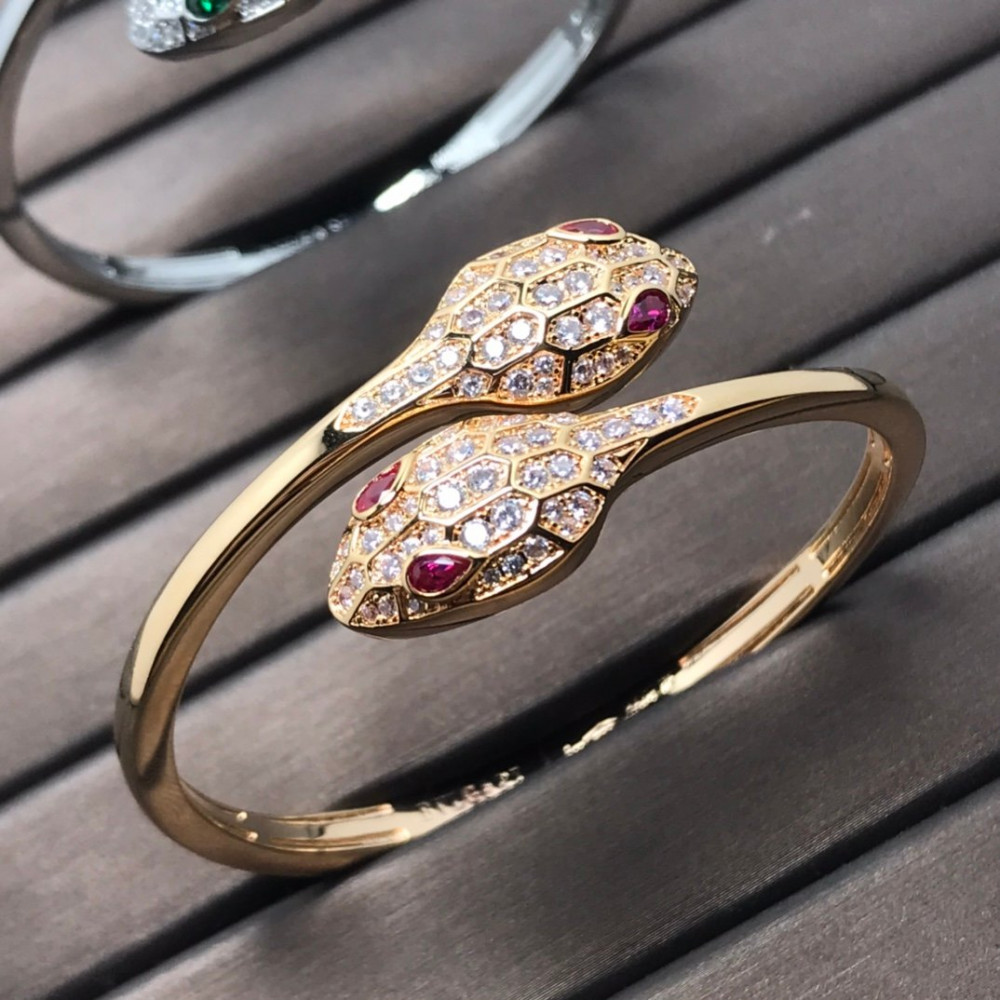 Bvlgari Bangle, Two Snake Head With Diamonds