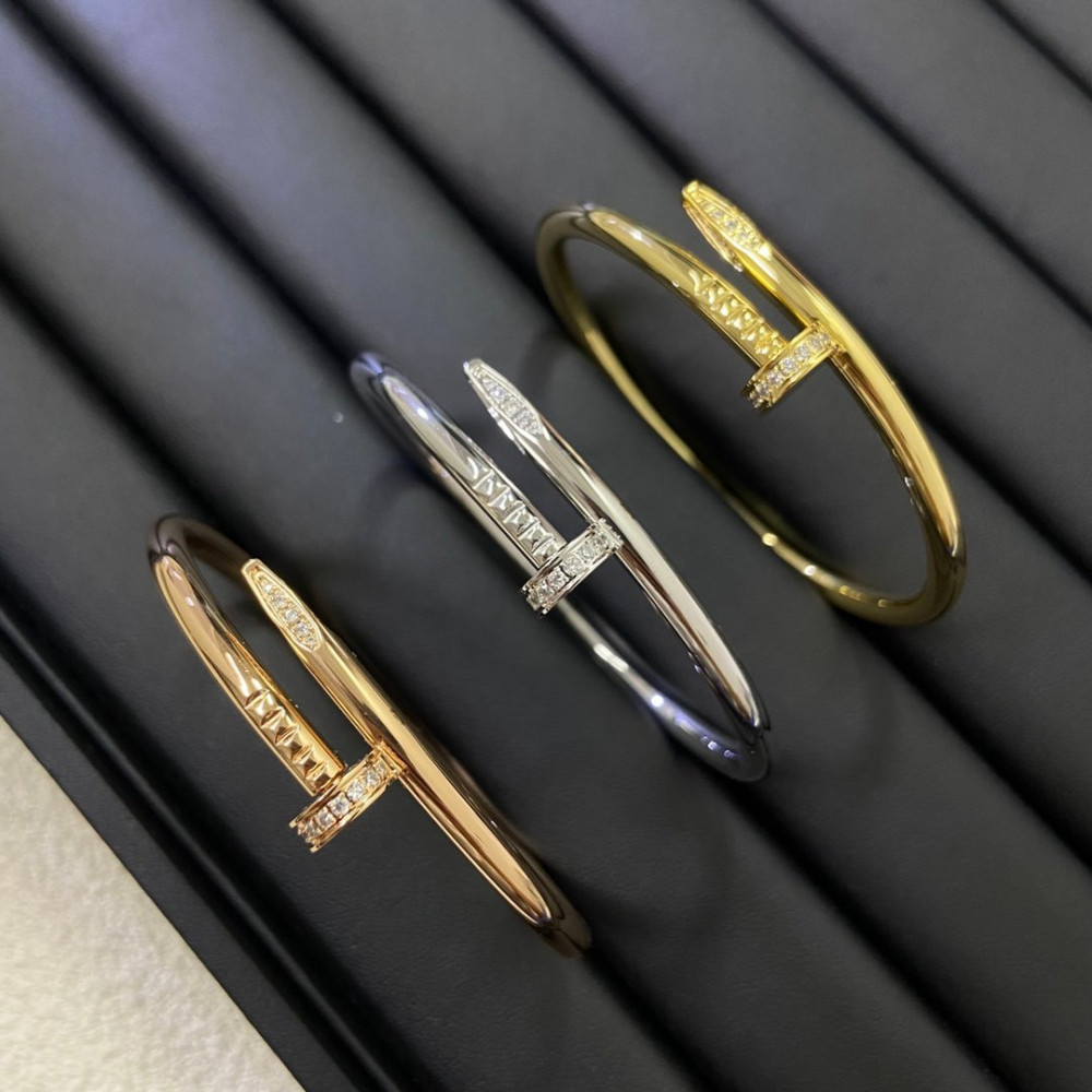 Cartier Nail Bangle With Diamond, Gold, Silver, Rose Gold