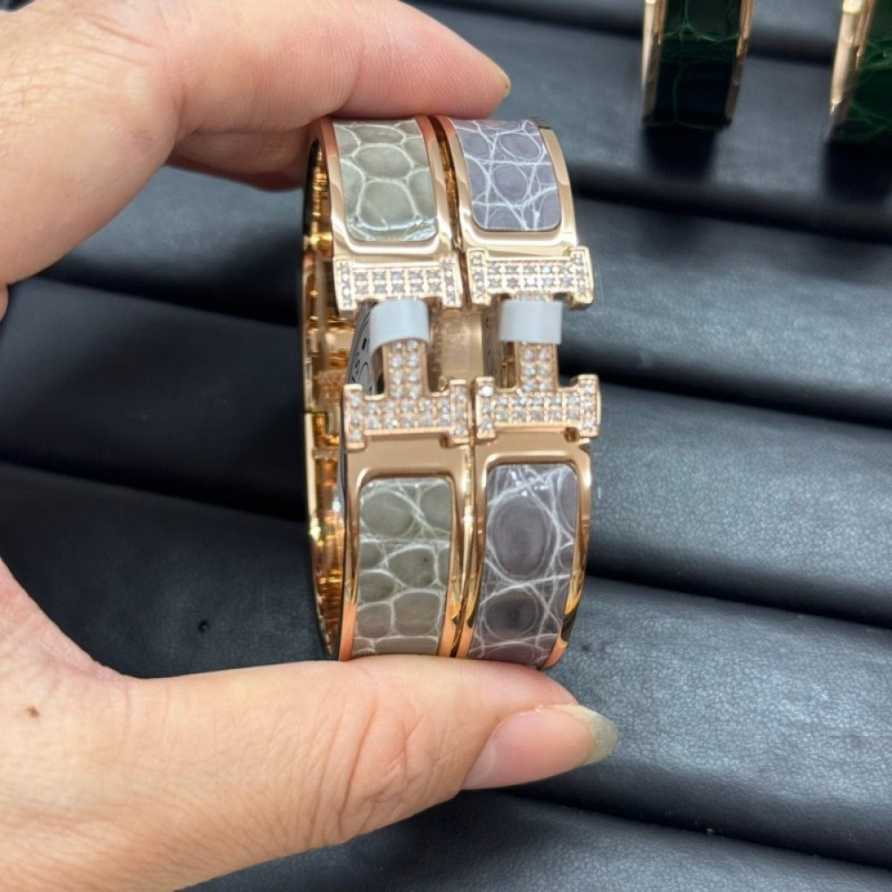 Hermes Bangle, H, Crocodile Hermes Bangle, H, Crocodile