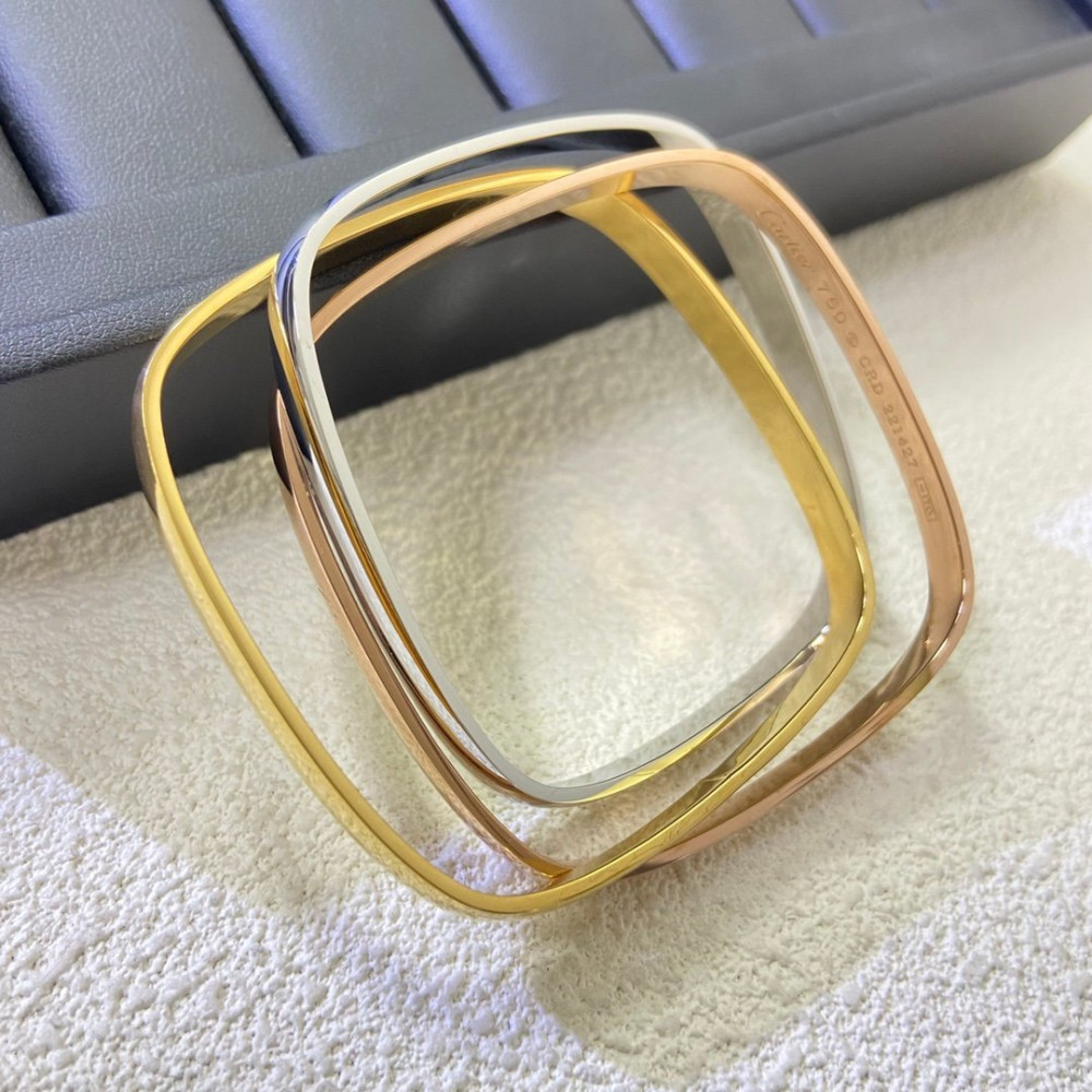 Cartier Bangle,Three Color Three Circle Square Bracelet,Size 17