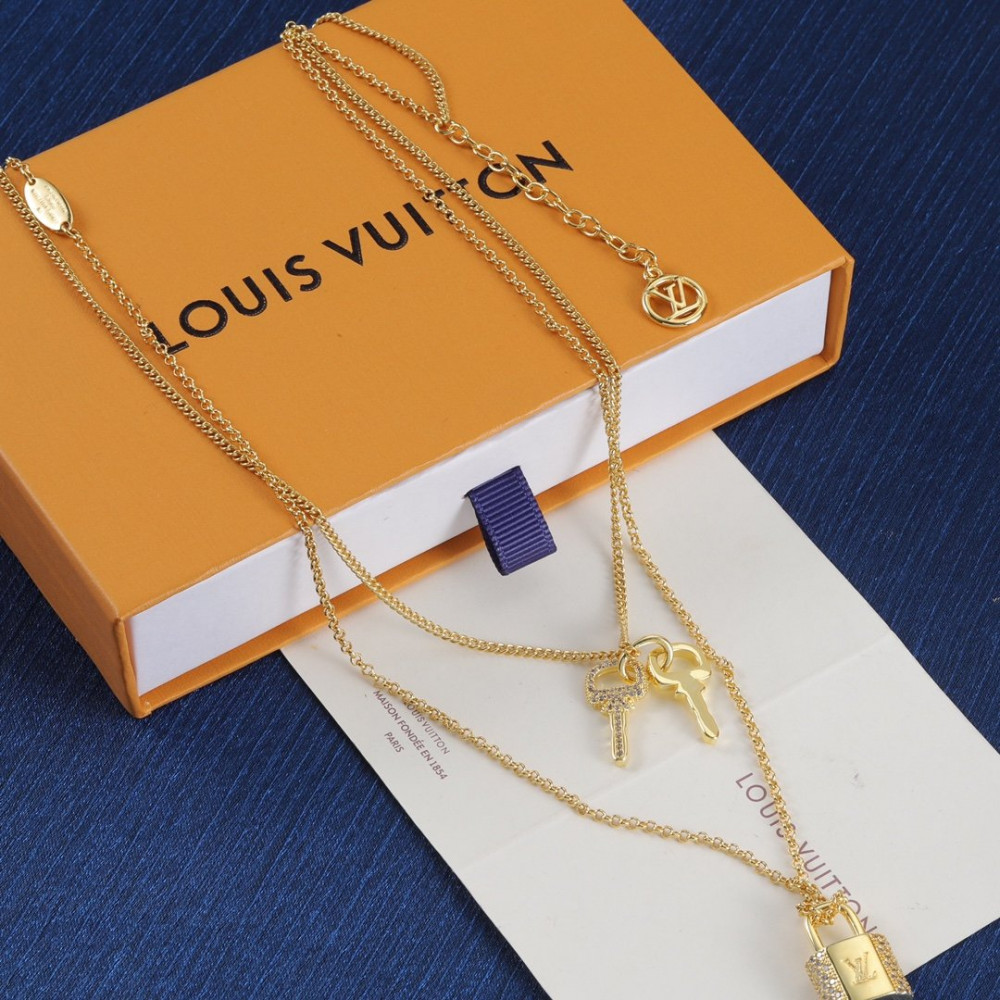 Lv Necklace, Lock And Key, Gold, Rose Gold, Silver Lv Necklace, Lock And Key, Gold, Rose Gold, Silver