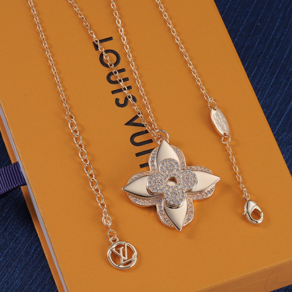 Lv Necklace, Big Flower, With Diamonds, Gold,Rose Gold, Silver Lv Necklace, Big Flower, With Diamonds, Gold,Rose Gold, Silver