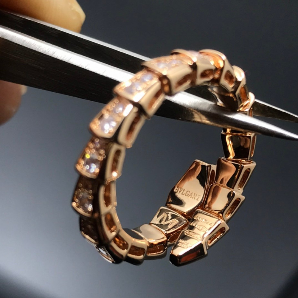 Snake Ring, Full Diamonds, Rose Gold, Silver,