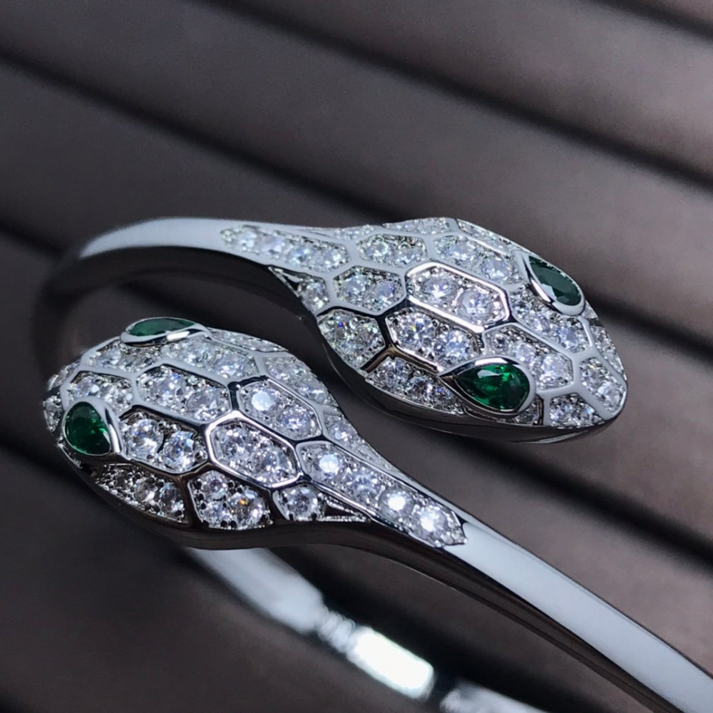 Bvlgari Bangle, Two Snake Head With Diamonds