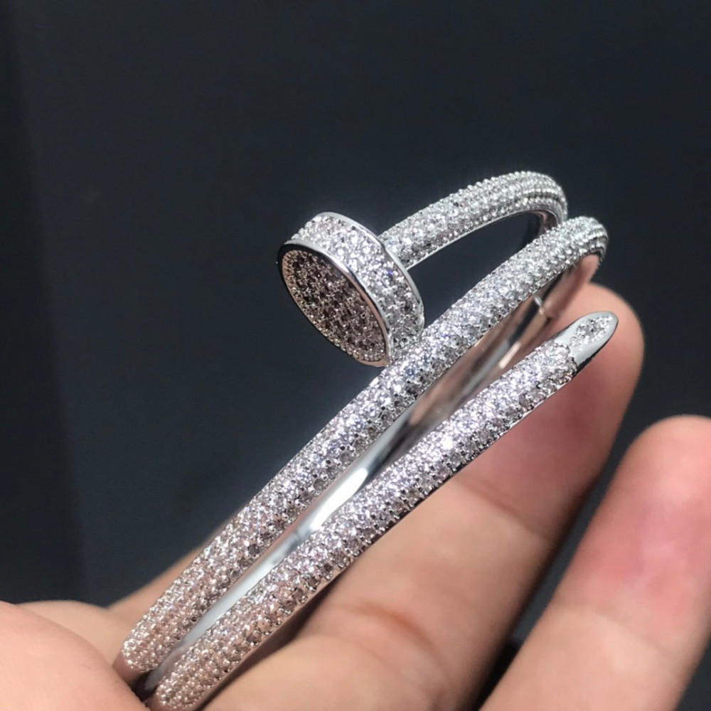 Cartier Nail Bangle , 3 Loops, Full Diamonds