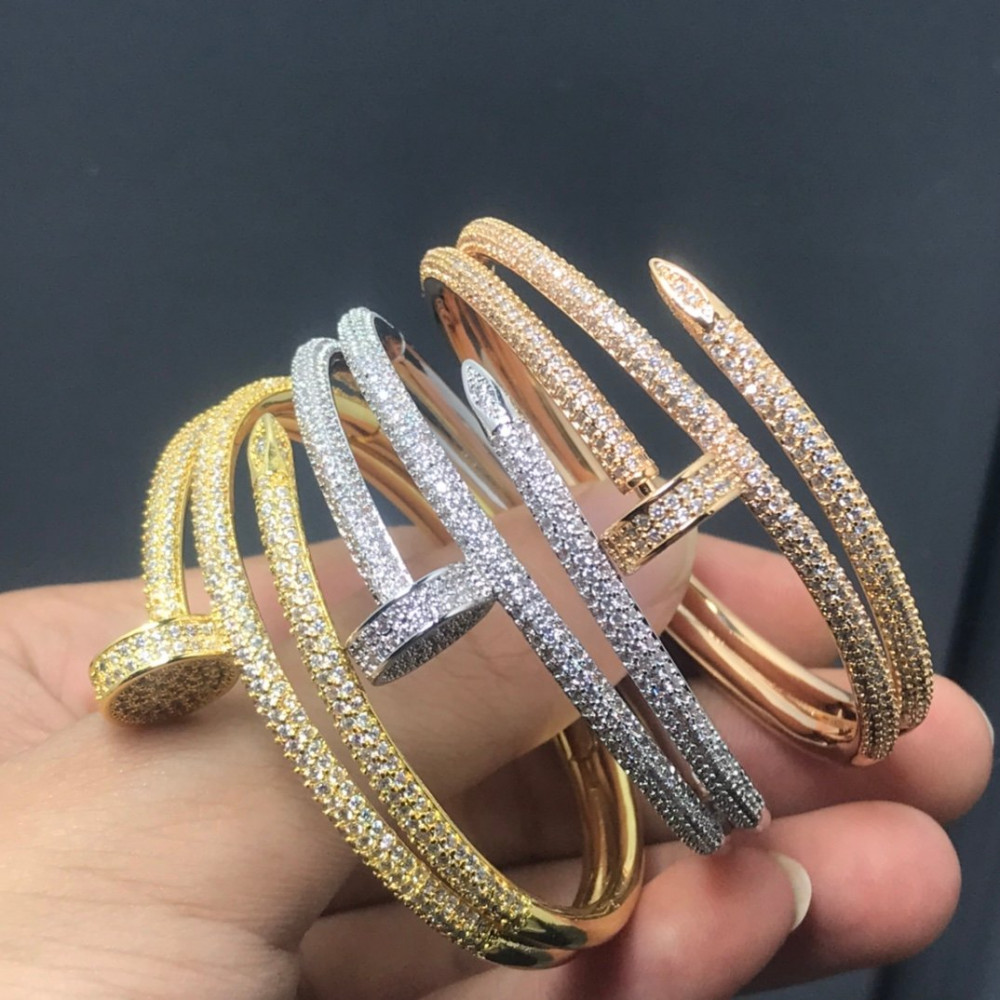 Cartier Nail Bangle , 3 Loops, Full Diamonds