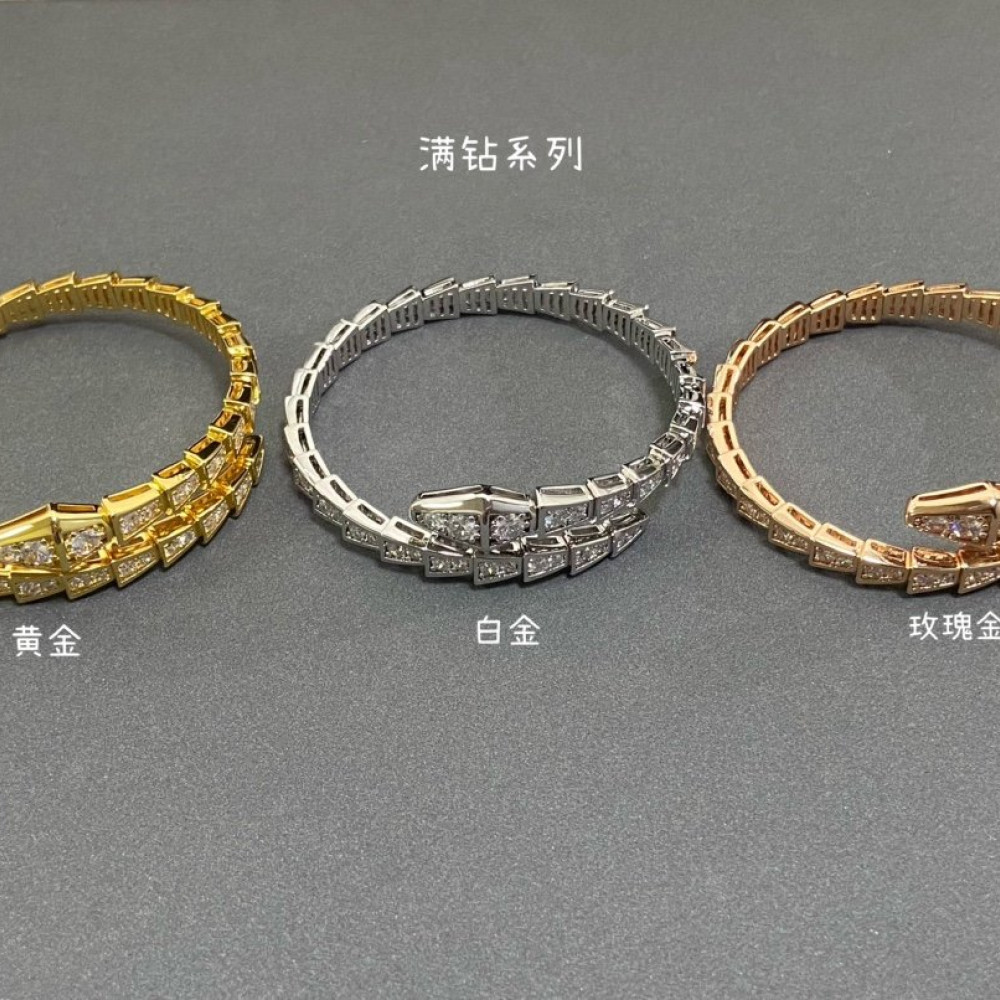 Bvlgari Snake Bangle, 2 Loops, Full Diamonds, Top Quality