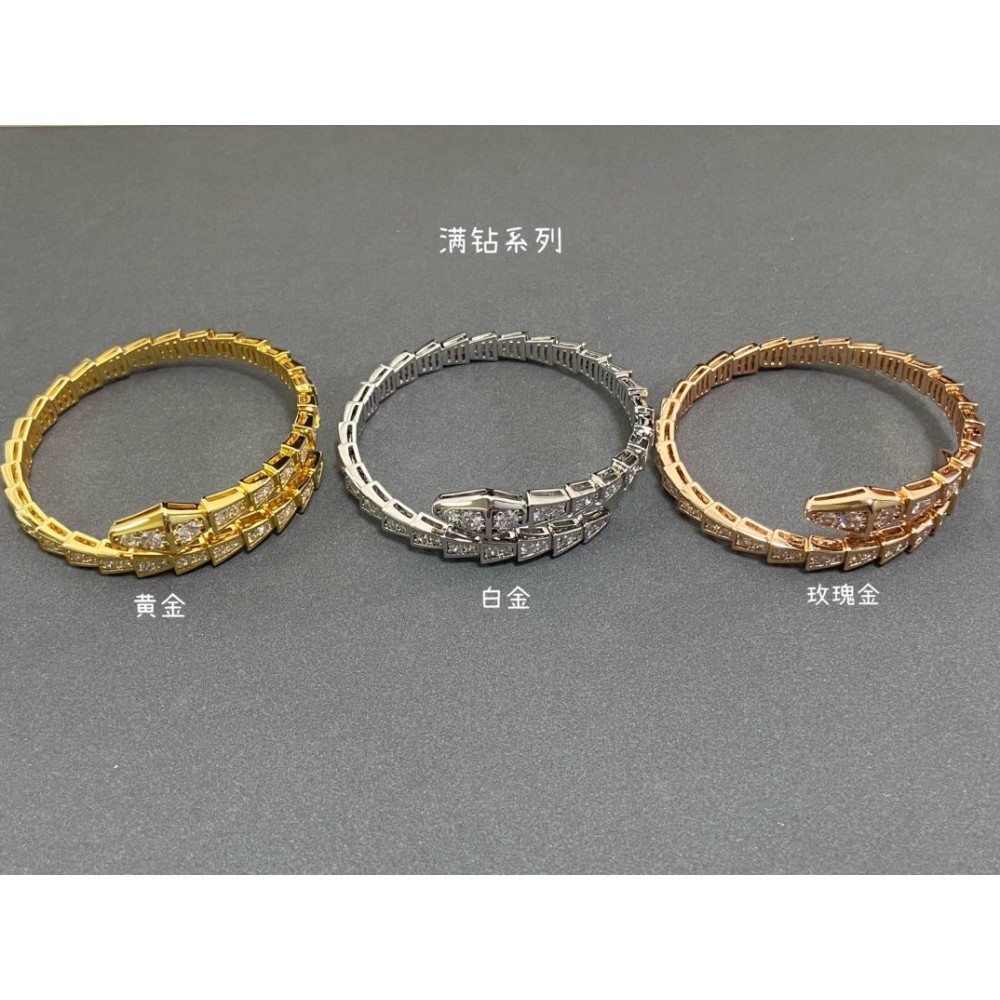 Bvlgari Snake Bangle, 2 Loops, Full Diamonds, Top Quality