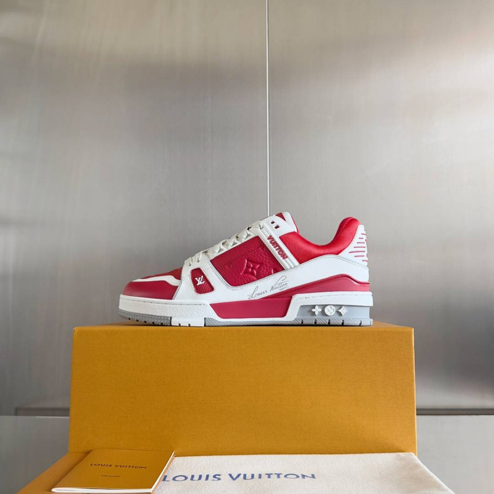 LV Trainer Sneaker Red and White-013