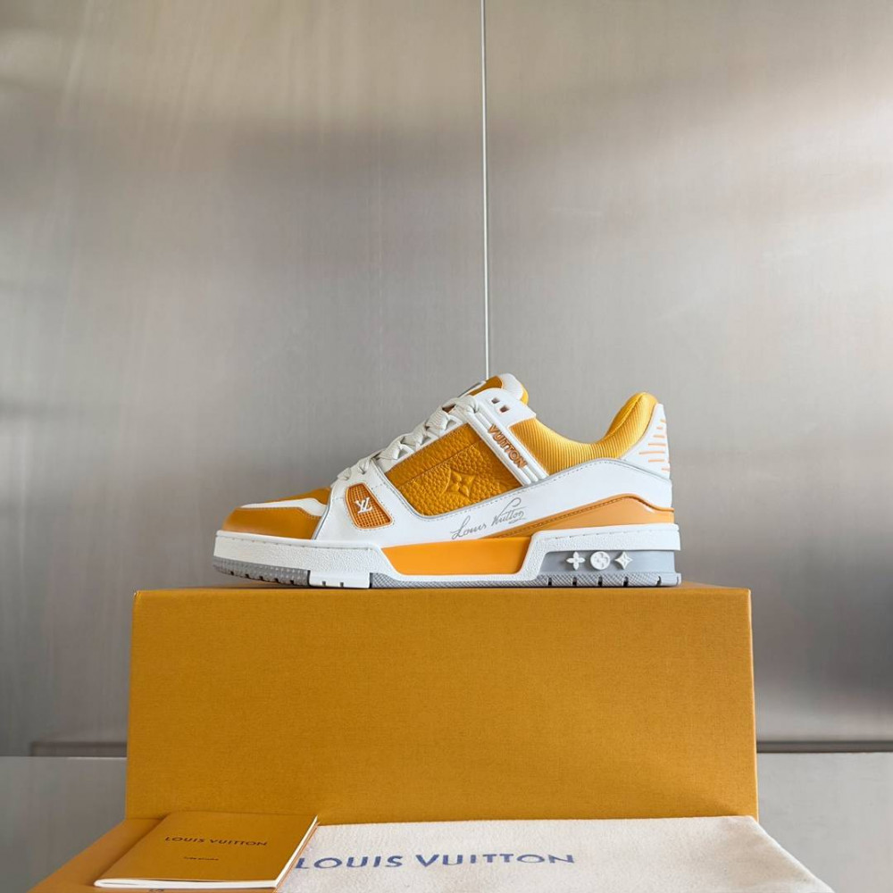 LV Trainer Sneaker Orange and White-014