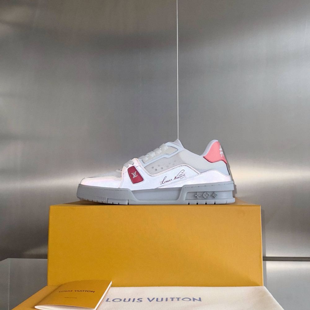 LV Trainer Sneaker Gray/white and Red-024