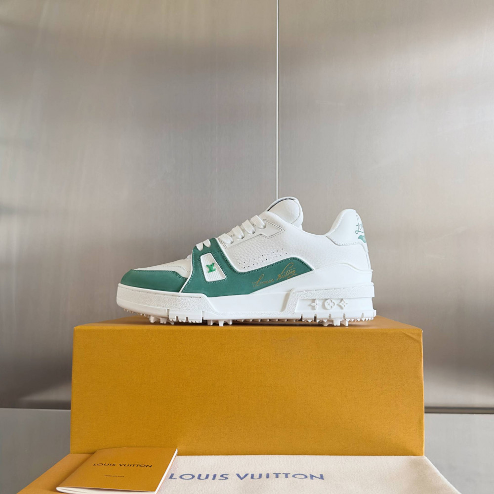 LV Trainer Sneaker Green and White-029