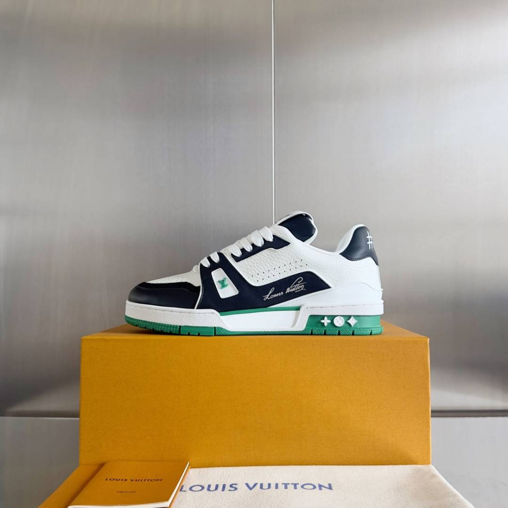 LV Trainer Sneaker Black/White and Green-034