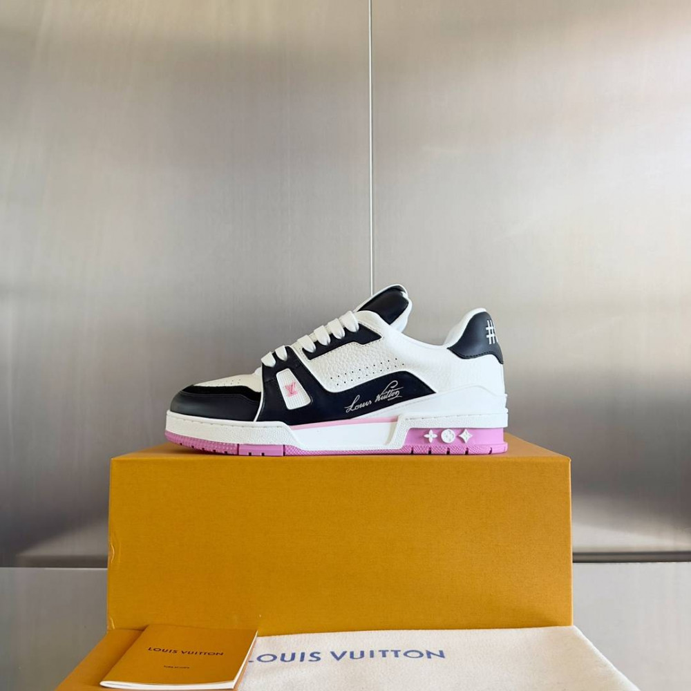 LV Trainer Sneaker Black/White and Pink-033